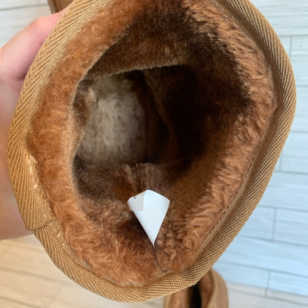 Marelylilly Chestnut Suede Faux Fur Lined Booties - Slip-On animal print sole - Picture 4 of 7